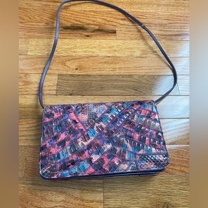 Varon Leather Vintage Snakeskin Clutch Shoulder Bag